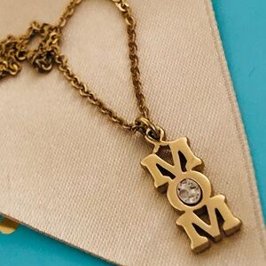 Vintage Necklace - Avon - MOM, Gold Tone Necklace With Crystal Rhinestones, 18”